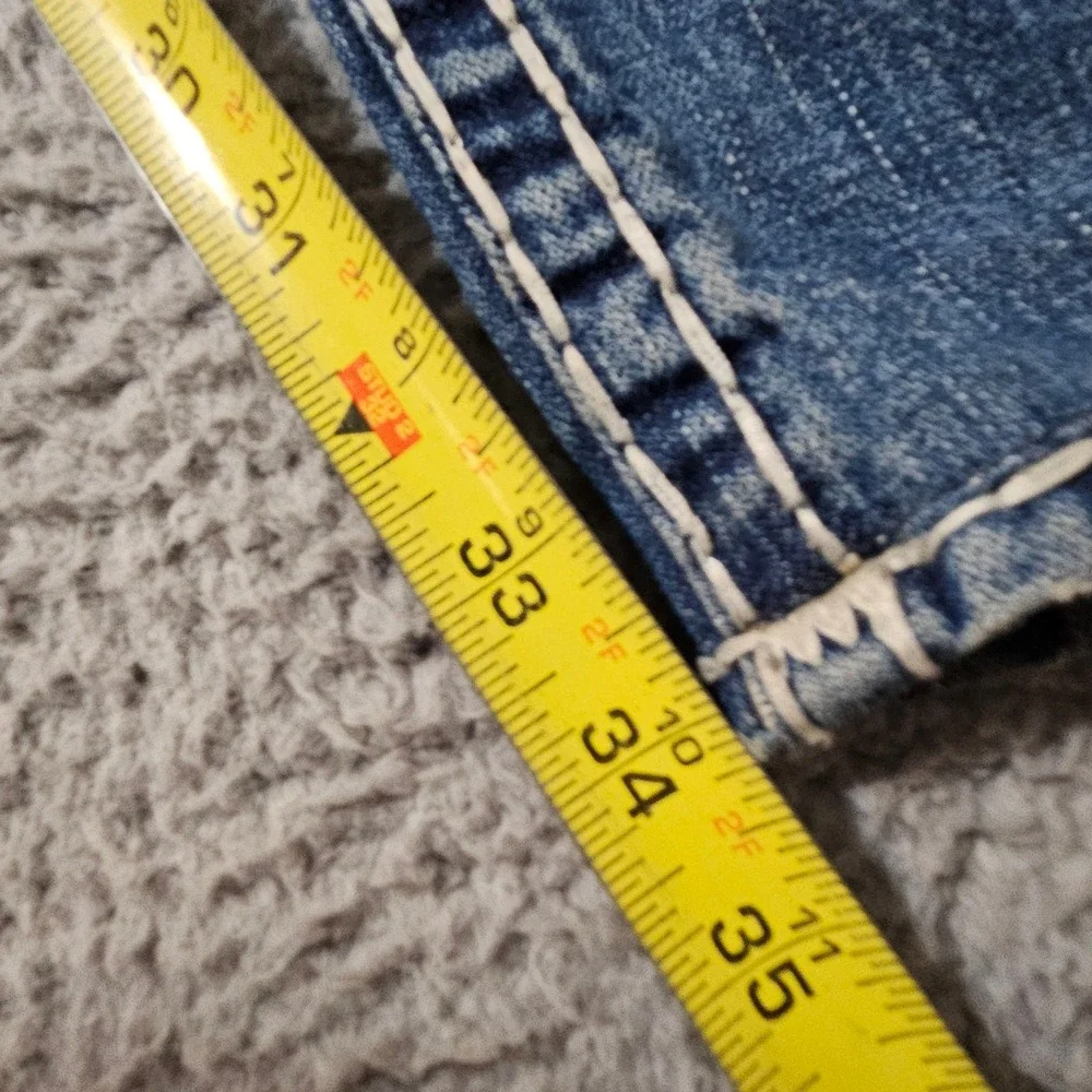 Vintage True Religion Denim Blue Jeans Men's Size 44x34 Point Guard Thick Stitch